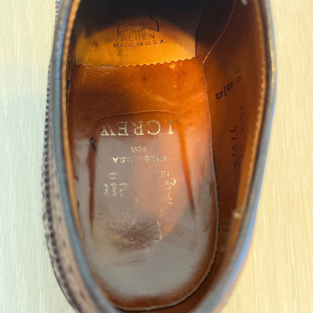 Alden Shoes Mens 7.5 Long Wing Gunboat Bluchers Dark Brown Calfskin for J. Crew - Picture 14 of 14